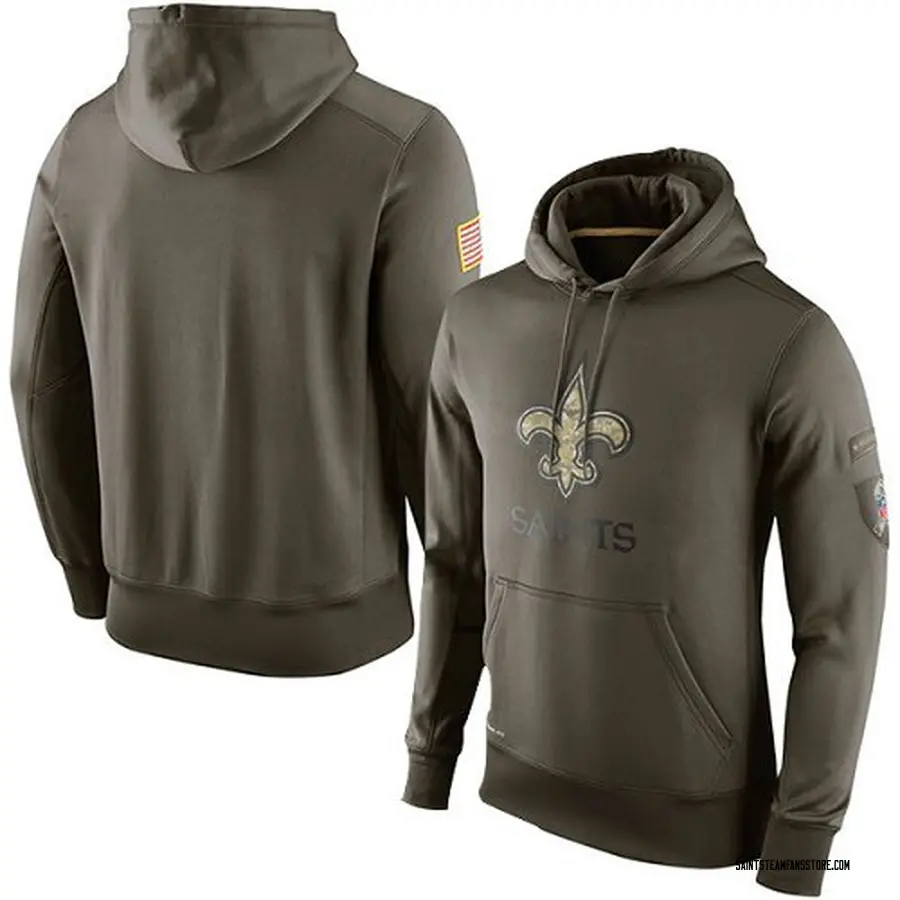 men's new orleans saints nike olive salute to service sideline therma performance pullover hoodie